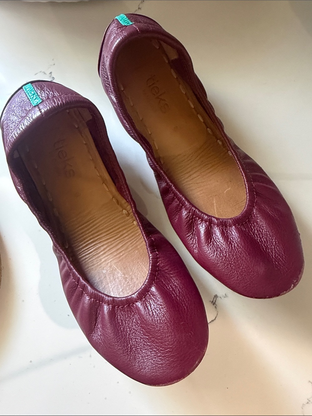 Tieks Wine Leather Ballet Flats Size 8